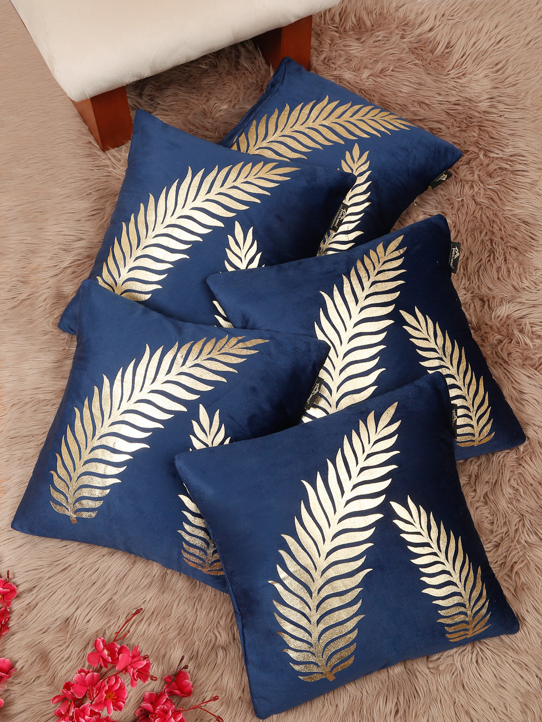 Floral Printed Velvet Square Cushion Covers 16 X 16 INCHES
