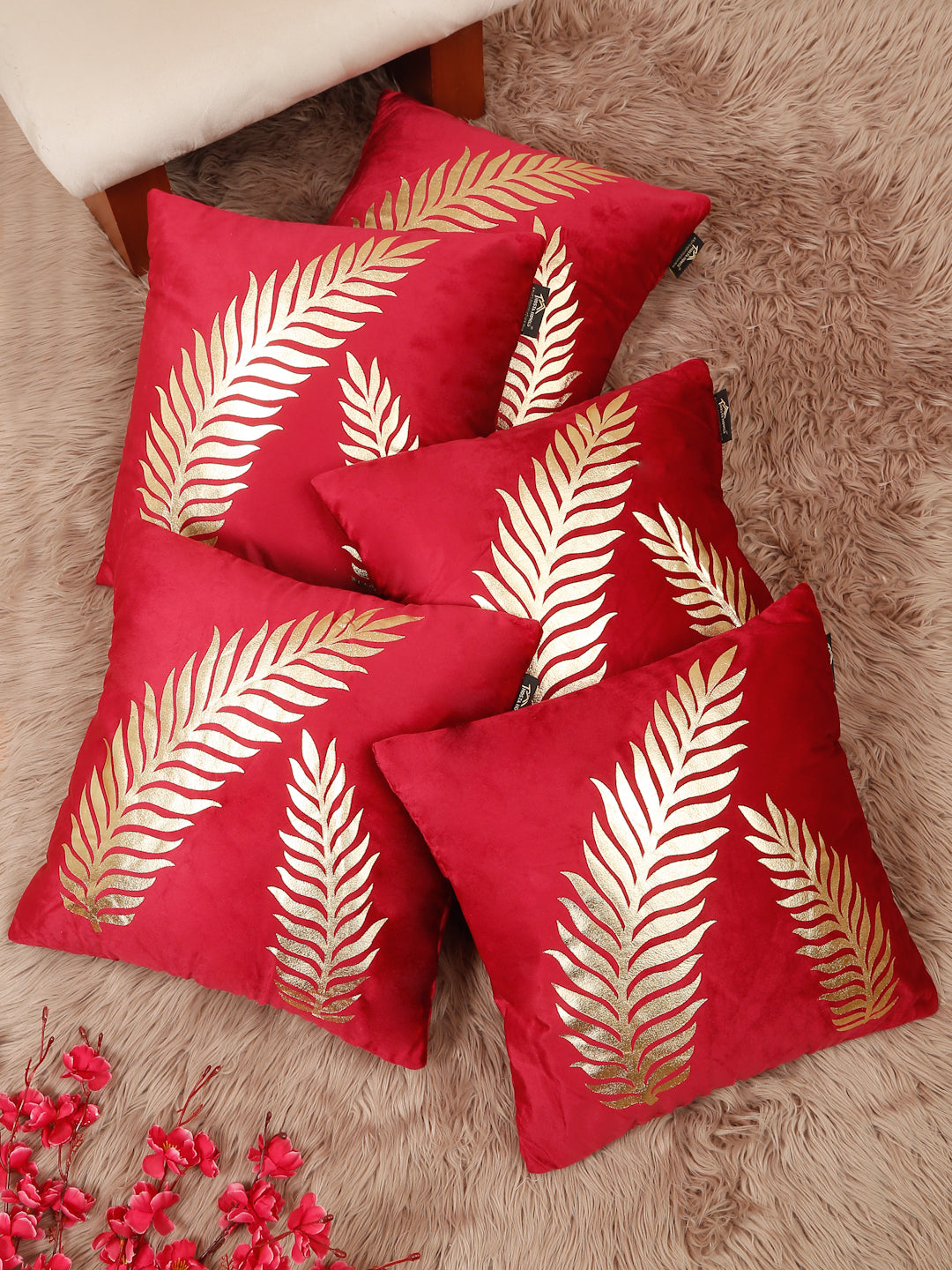 Floral Printed Velvet Square Cushion Covers 16 X 16 INCHES