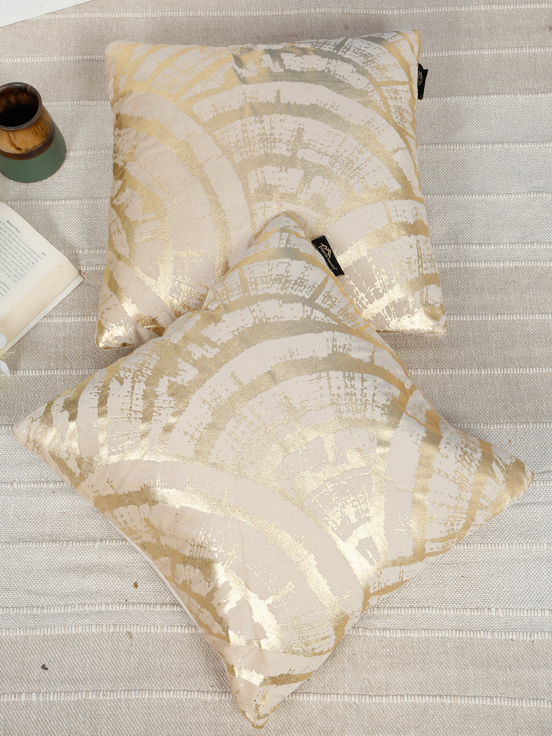 Abstract Foil Printed Velvet Square Cushion Covers 16 X 16 INCHES