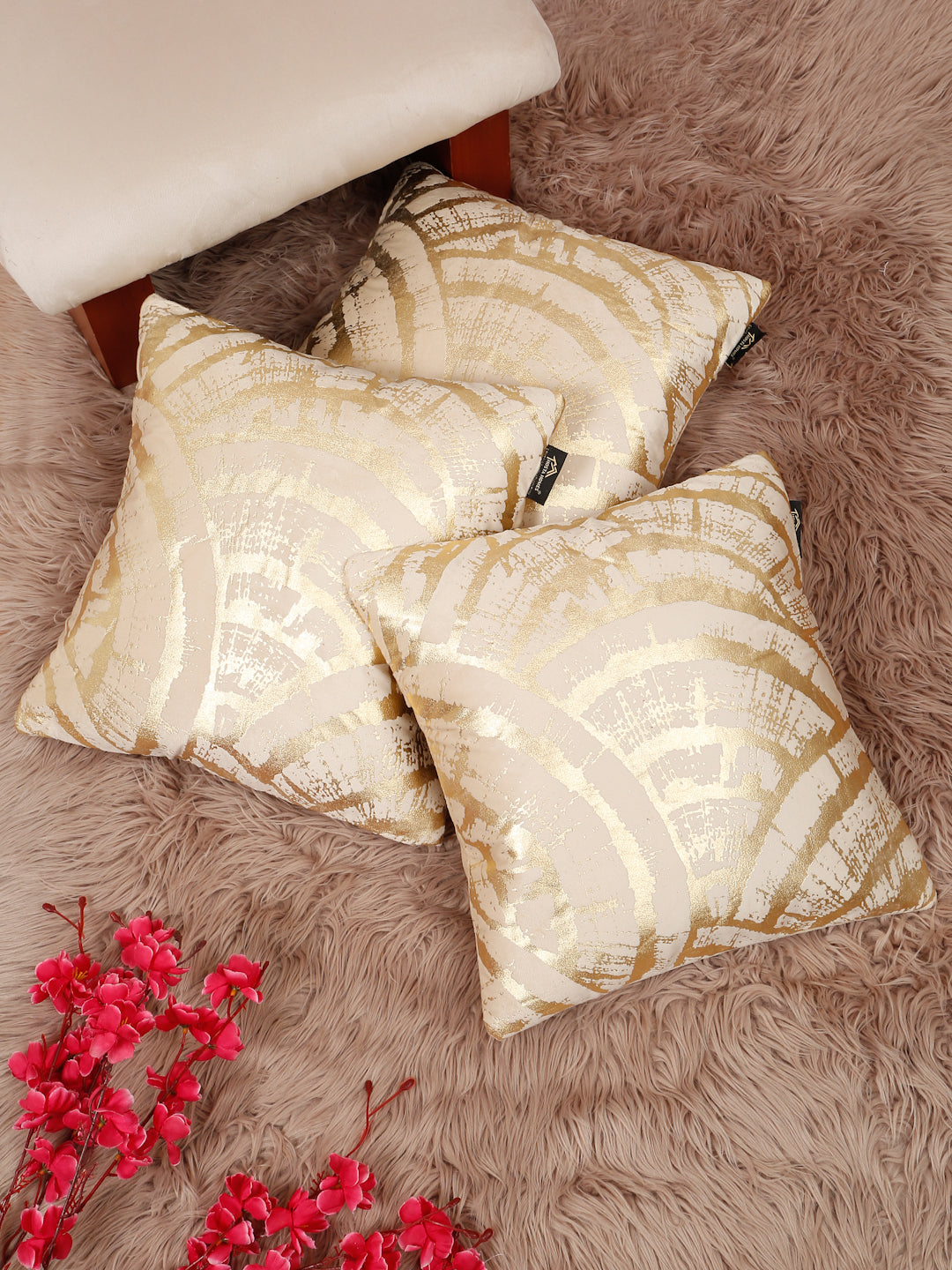 Abstract Foil Printed Velvet Square Cushion Covers 16 X 16 INCHES