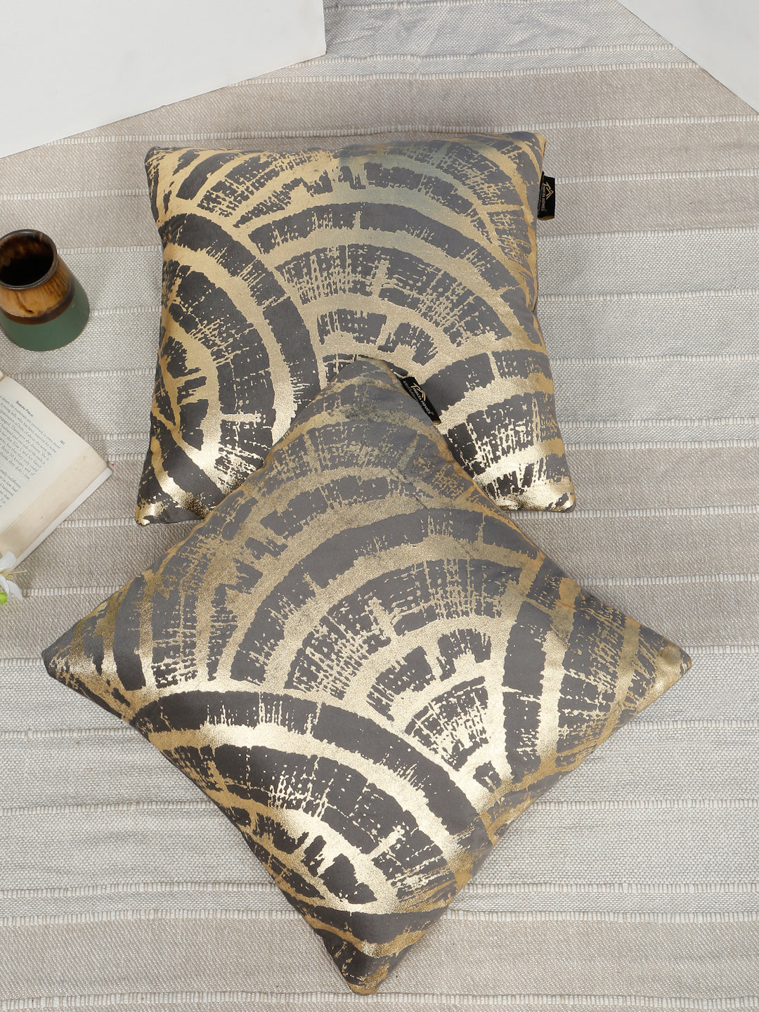 Abstract Foil Printed Velvet Square Cushion Covers 16 X 16 INCHES