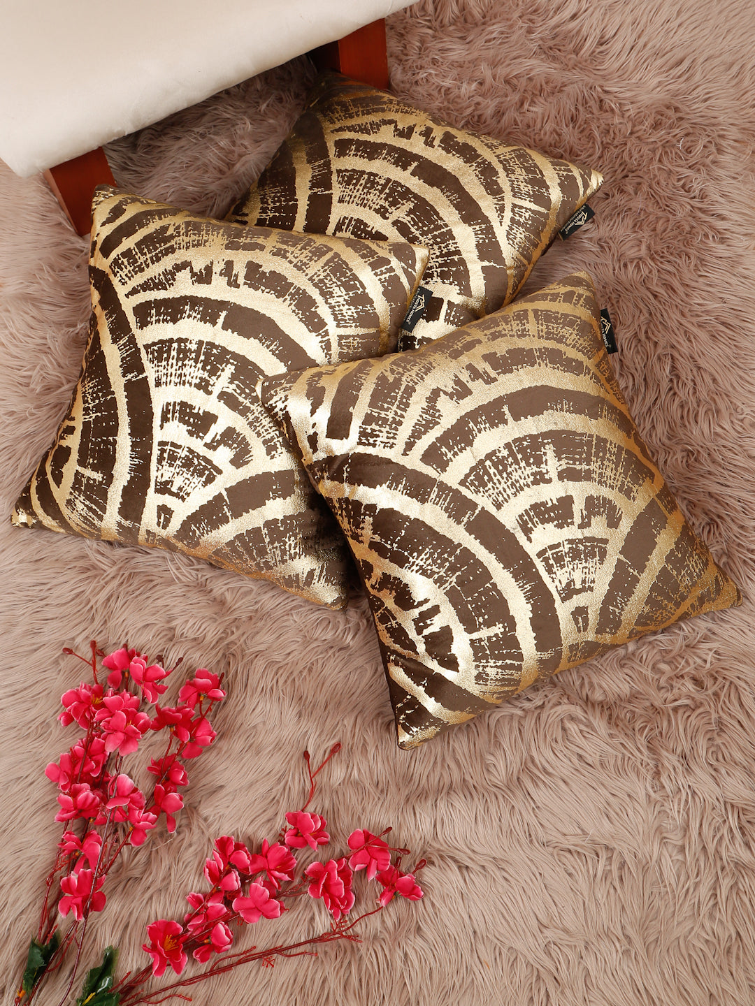 Abstract Foil Printed Velvet Square Cushion Covers 16 X 16 INCHES