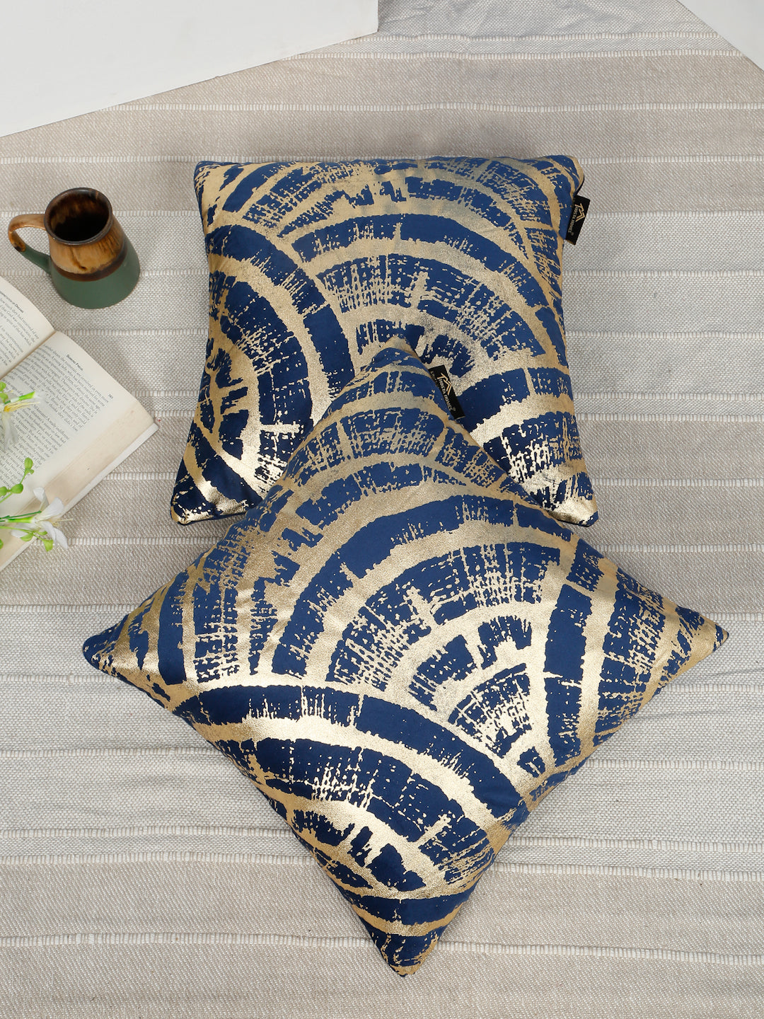 Abstract Foil Printed Velvet Square Cushion Covers 16 X 16 INCHES