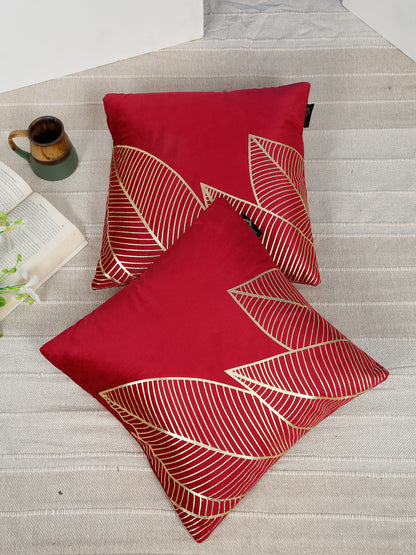 Floral Foil Printed Velvet Square Cushion Covers 16 X 16 INCHES