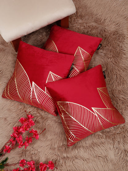 Floral Foil Printed Velvet Square Cushion Covers 16 X 16 INCHES