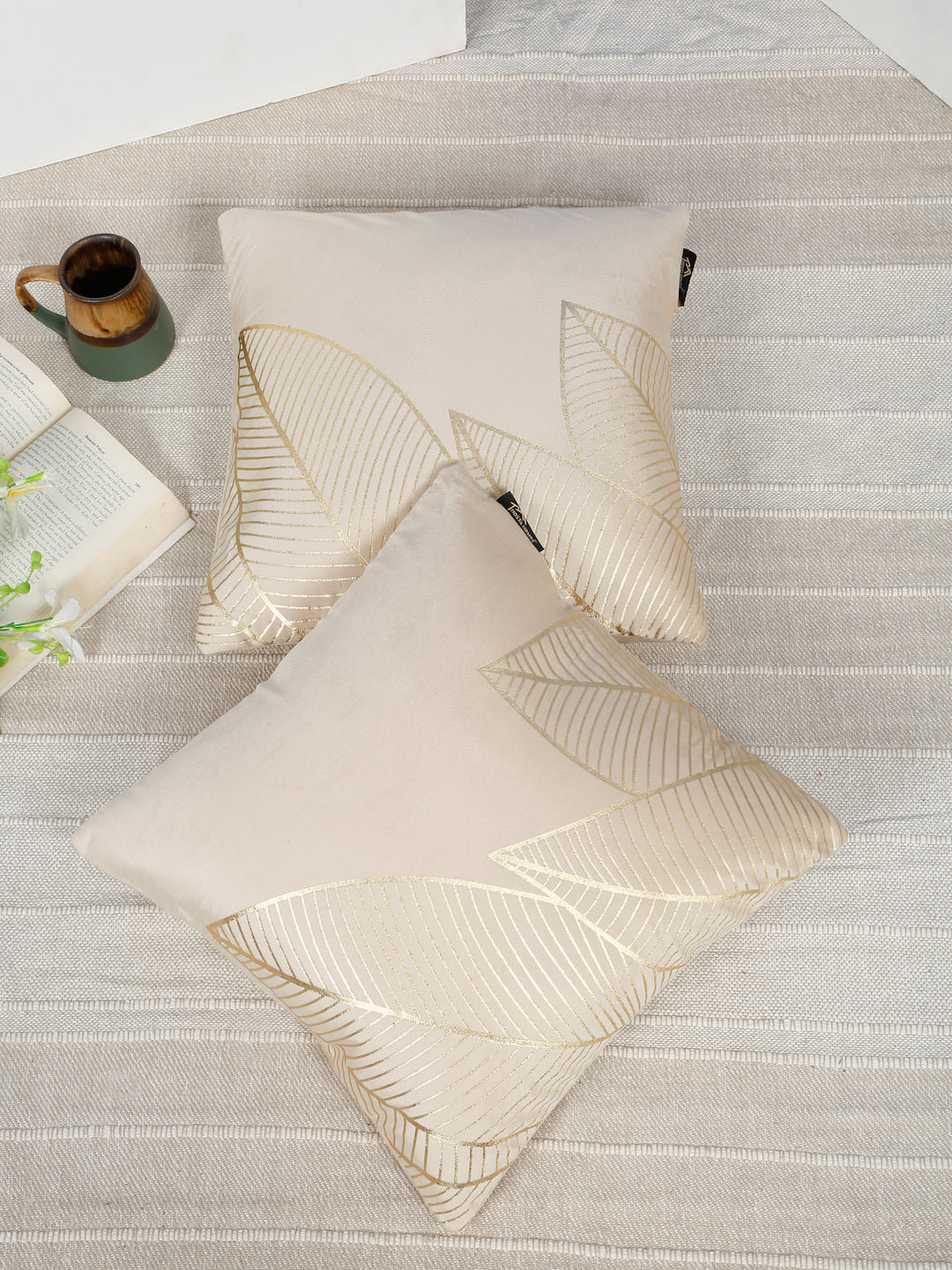 Floral Foil Printed Velvet Square Cushion Covers 16 X 16 INCHES
