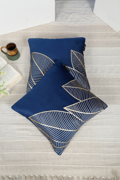 Floral Foil Printed Velvet Square Cushion Covers 16 X 16 INCHES