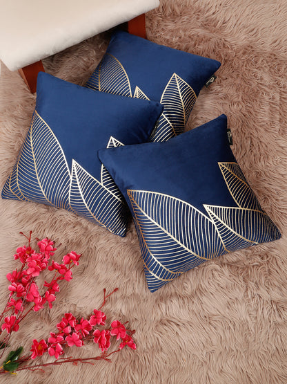 Floral Foil Printed Velvet Square Cushion Covers 16 X 16 INCHES
