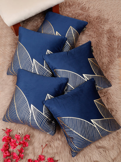 Floral Foil Printed Velvet Square Cushion Covers 16 X 16 INCHES