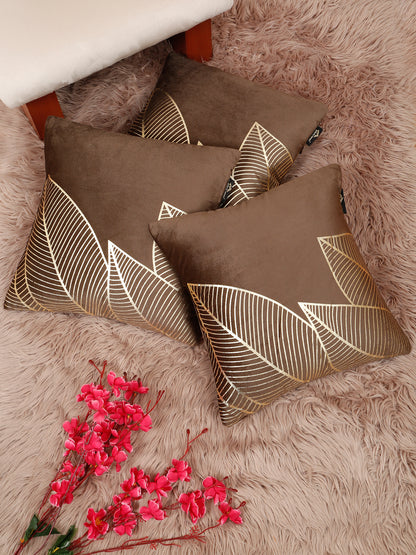 Floral Foil Printed Velvet Square Cushion Covers 16 X 16 INCHES