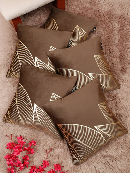 Floral Foil Printed Velvet Square Cushion Covers 16 X 16 INCHES