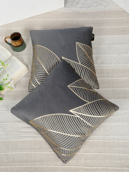 Floral Foil Printed Velvet Square Cushion Covers 16 X 16 INCHES
