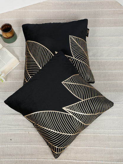 Floral Foil Printed Velvet Square Cushion Covers 16 X 16 INCHES