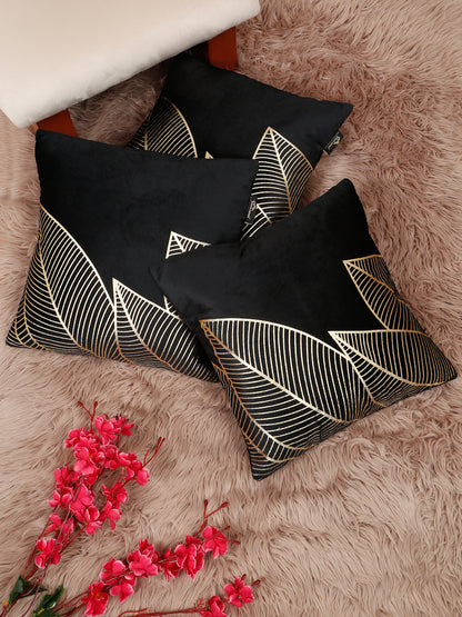 Floral Foil Printed Velvet Square Cushion Covers 16 X 16 INCHES