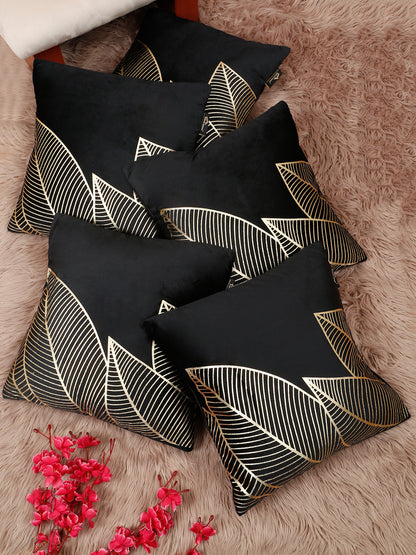 Floral Foil Printed Velvet Square Cushion Covers 16 X 16 INCHES