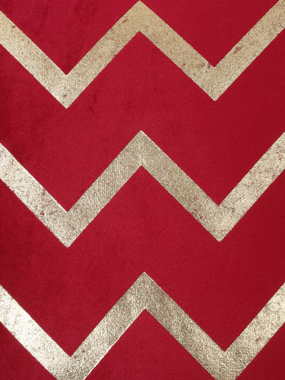 Zigzag Foil Printed Velvet Square Cushion Covers 16 X 16 INCHES