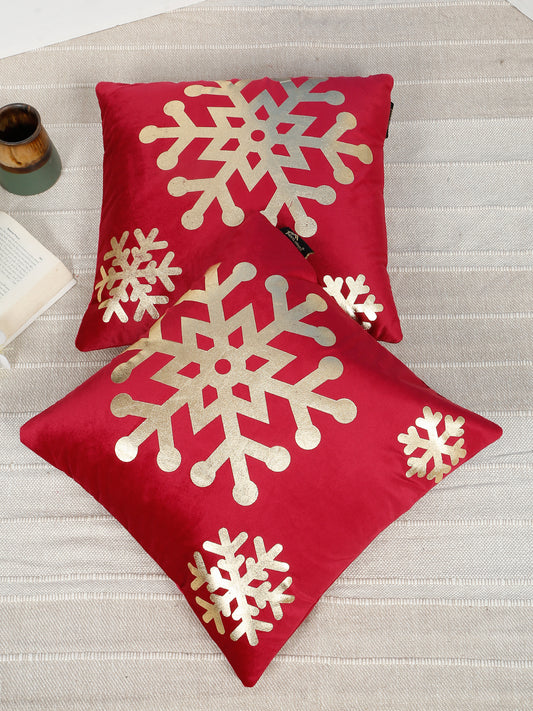 Abstract Floral Foil Printed Velvet Square Cushion Covers 16 X 16 INCHES
