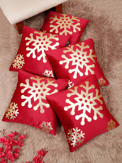 Abstract Floral Foil Printed Velvet Square Cushion Covers 16 X 16 INCHES
