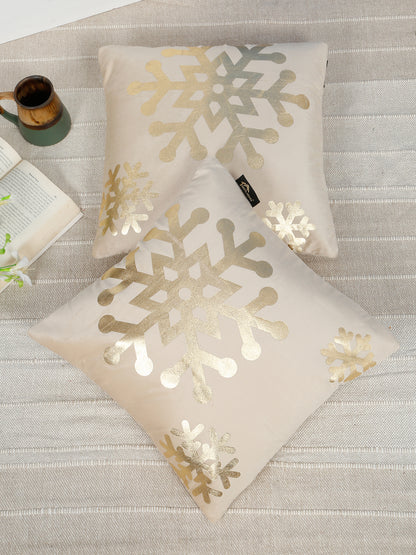 Abstract Floral Foil Printed Velvet Square Cushion Covers 16 X 16 INCHES