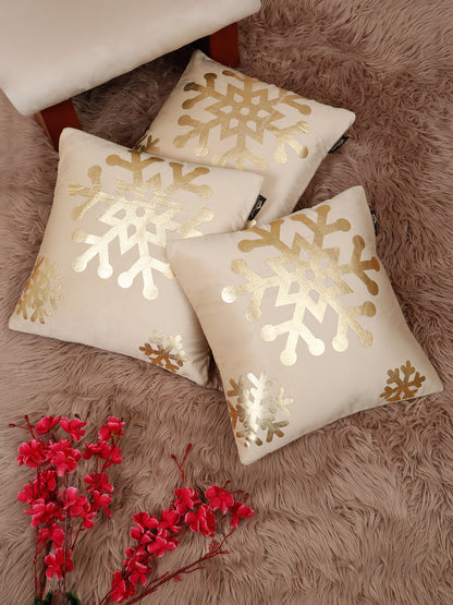 Abstract Floral Foil Printed Velvet Square Cushion Covers 16 X 16 INCHES
