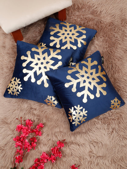 Abstract Floral Foil Printed Velvet Square Cushion Covers 16 X 16 INCHES