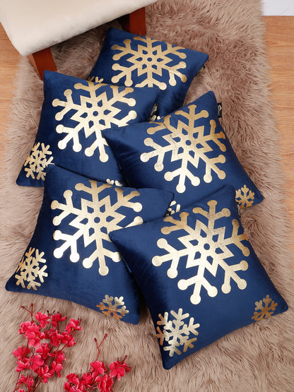 Abstract Floral Foil Printed Velvet Square Cushion Covers 16 X 16 INCHES