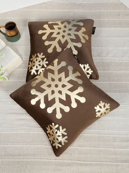 Abstract Floral Foil Printed Velvet Square Cushion Covers 16 X 16 INCHES