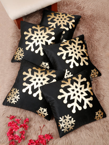 Abstract Floral Foil Printed Velvet Square Cushion Covers 16 X 16 INCHES