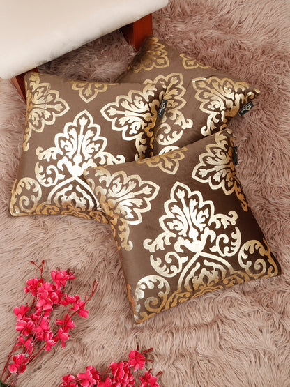 Floral Foil Printed Velvet Square Cushion Covers 16 X 16 INCHES