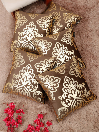 Floral Foil Printed Velvet Square Cushion Covers 16 X 16 INCHES