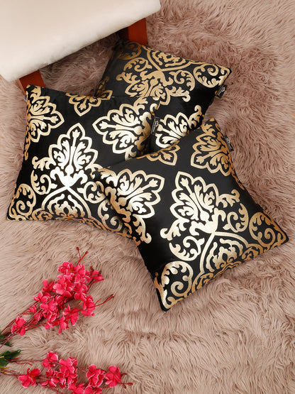 Floral Foil Printed Velvet Square Cushion Covers 16 X 16 INCHES