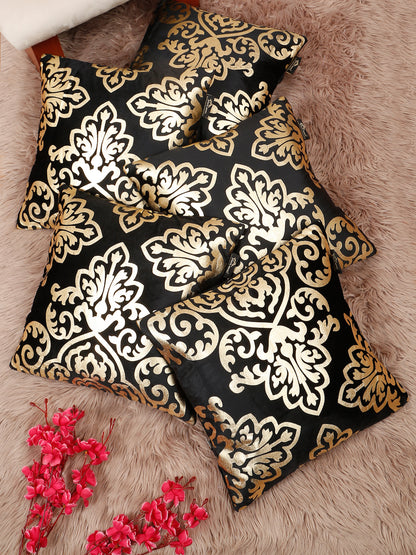 Floral Foil Printed Velvet Square Cushion Covers 16 X 16 INCHES