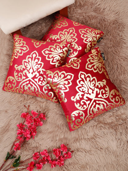 Floral Foil Printed Velvet Square Cushion Covers 16 X 16 INCHES