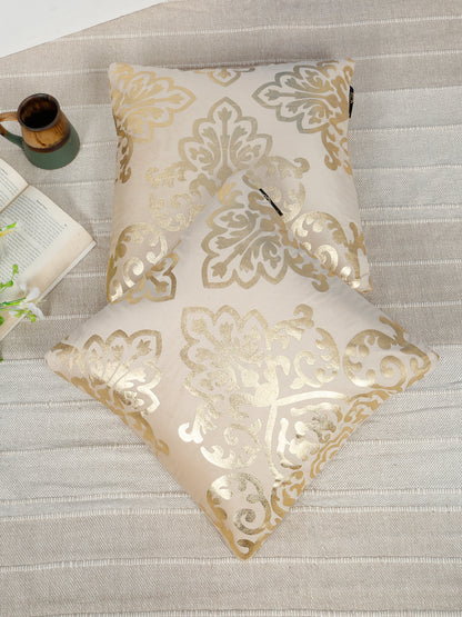 Floral Foil Printed Velvet Square Cushion Covers 16 X 16 INCHES
