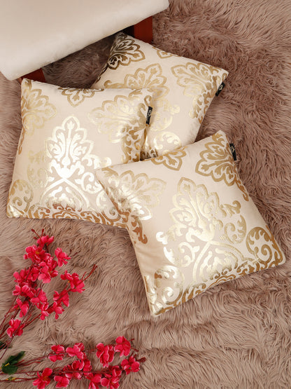 Floral Foil Printed Velvet Square Cushion Covers 16 X 16 INCHES