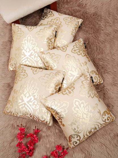 Floral Foil Printed Velvet Square Cushion Covers 16 X 16 INCHES