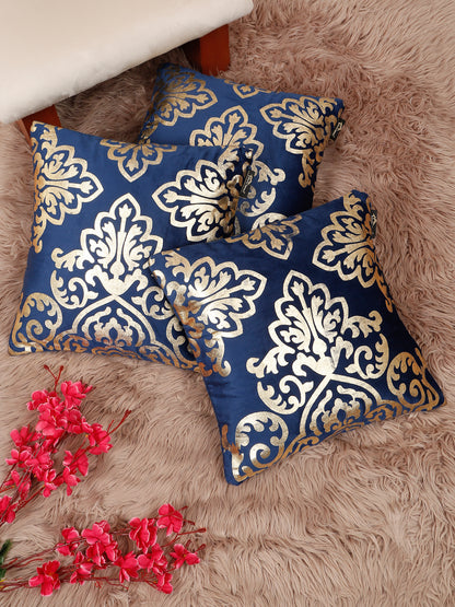 Floral Foil Printed Velvet Square Cushion Covers 16 X 16 INCHES