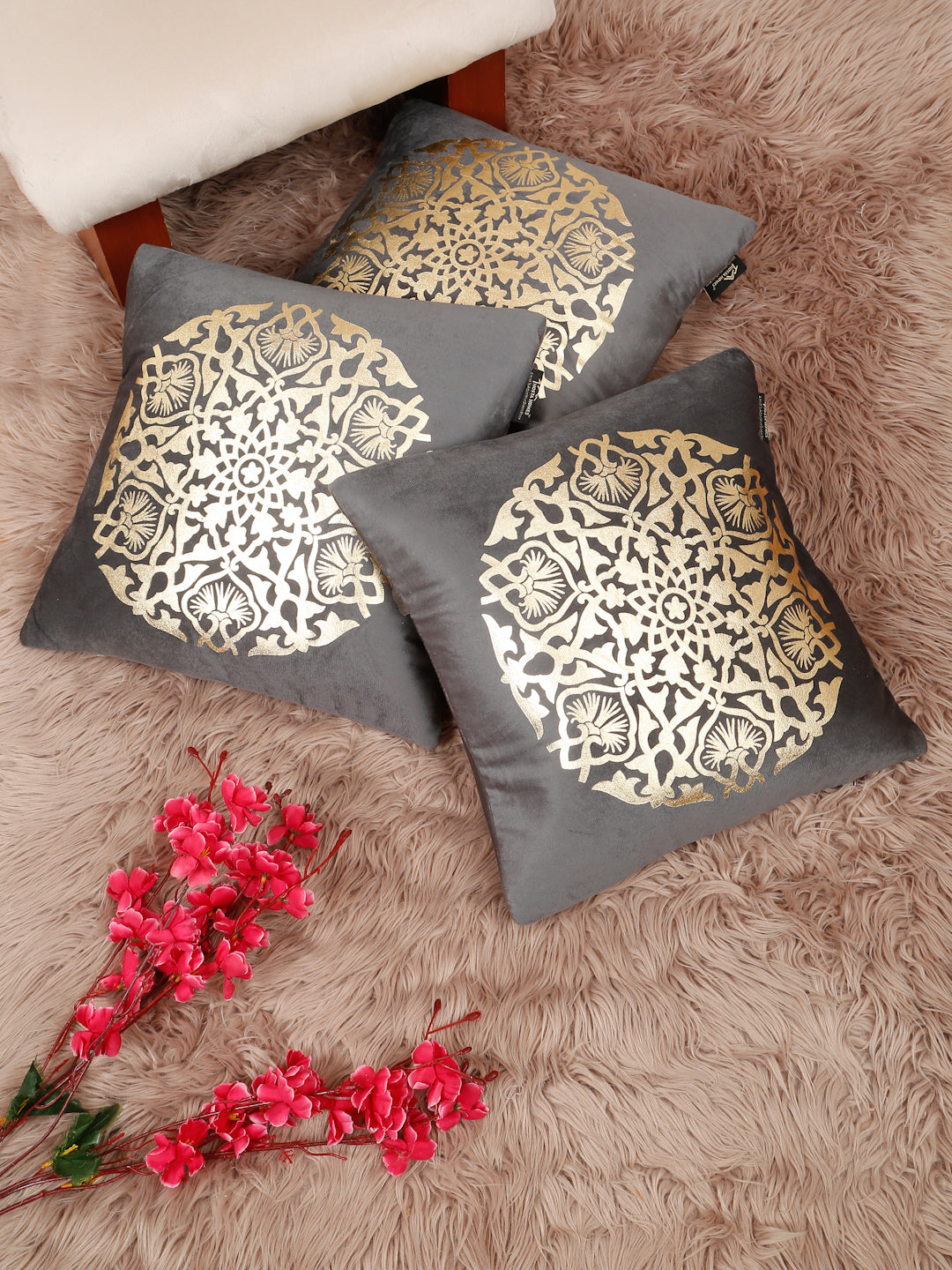 Printed Velvet Square Cushion Covers 16 X 16 INCHES