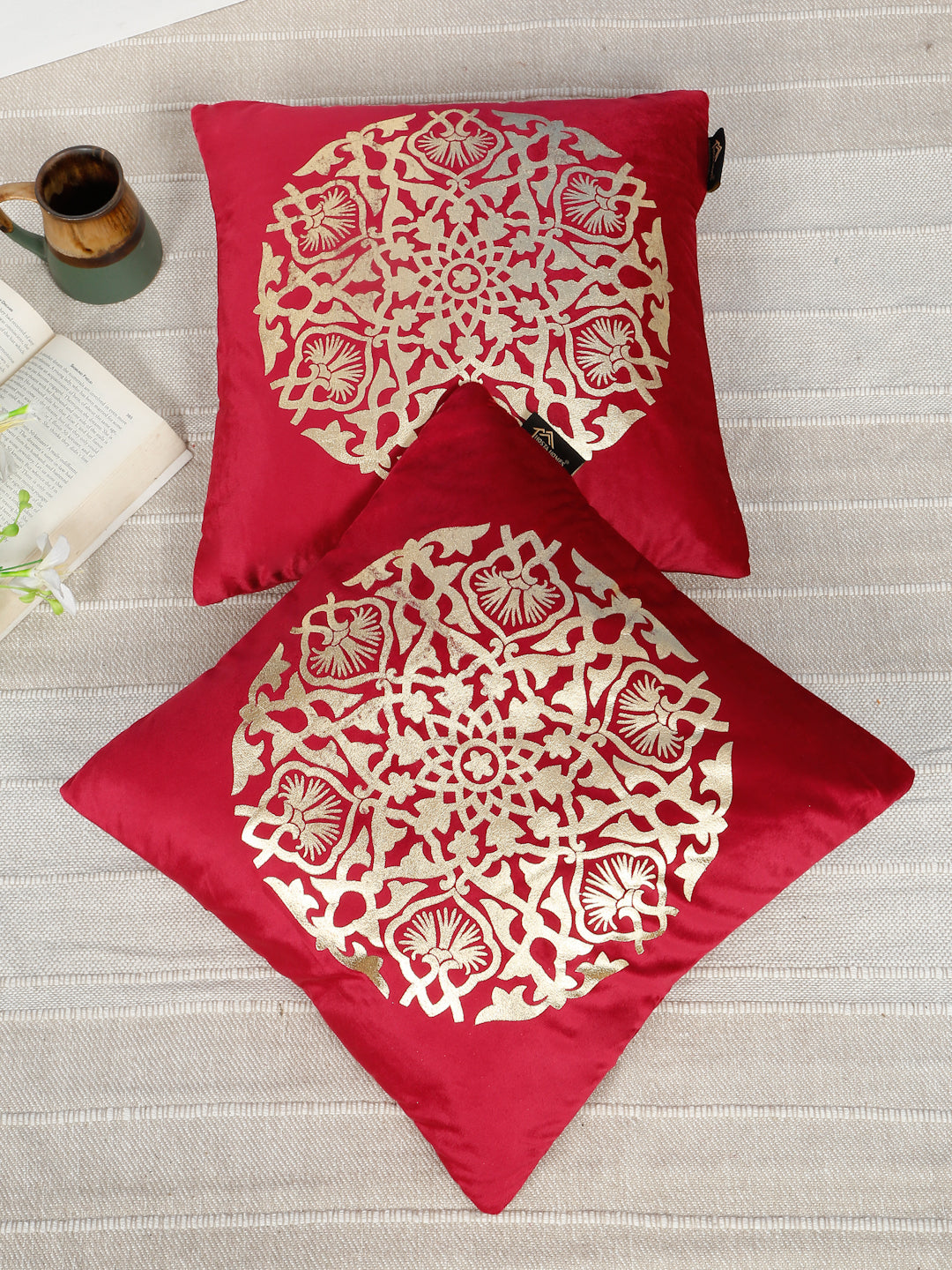 Printed Velvet Square Cushion Covers 16 X 16 INCHES