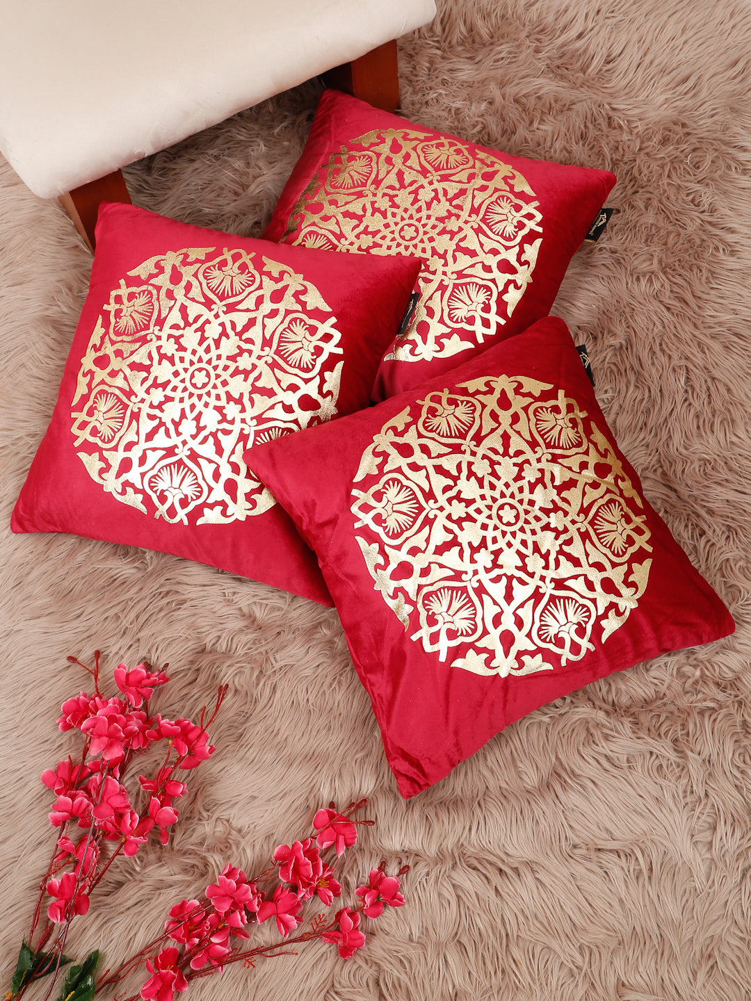 Printed Velvet Square Cushion Covers 16 X 16 INCHES