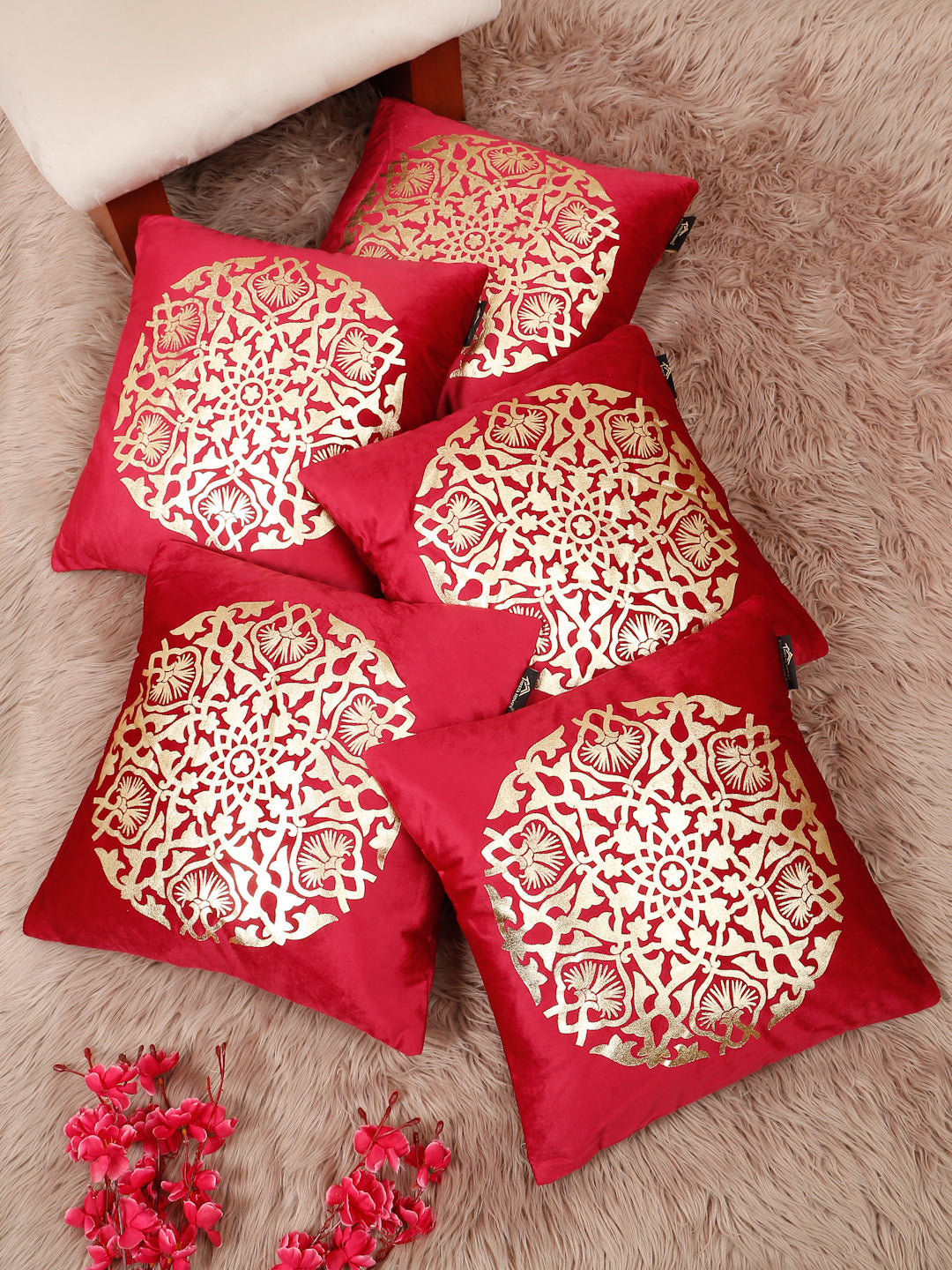 Printed Velvet Square Cushion Covers 16 X 16 INCHES