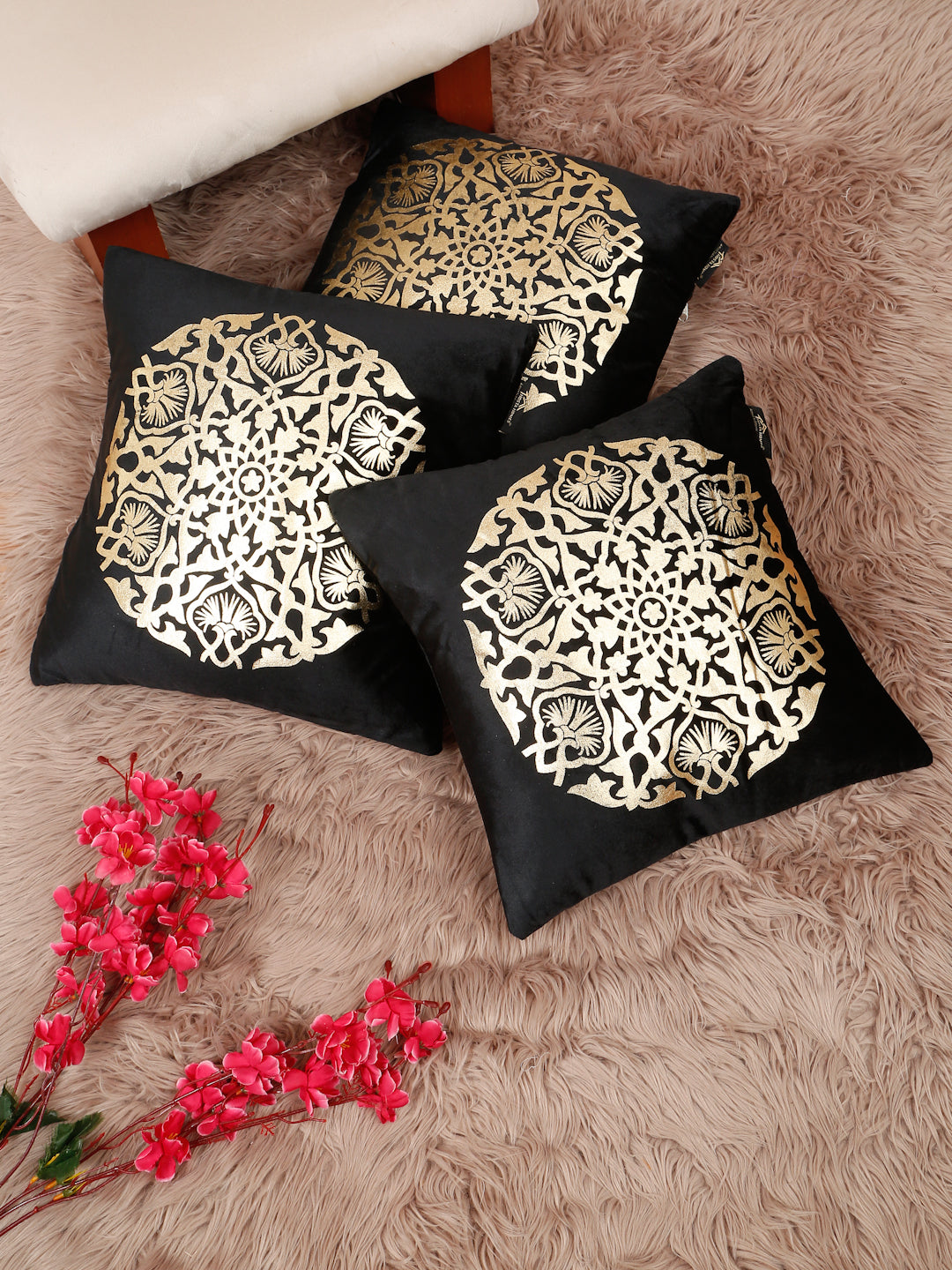 Printed Velvet Square Cushion Covers 16 X 16 INCHES