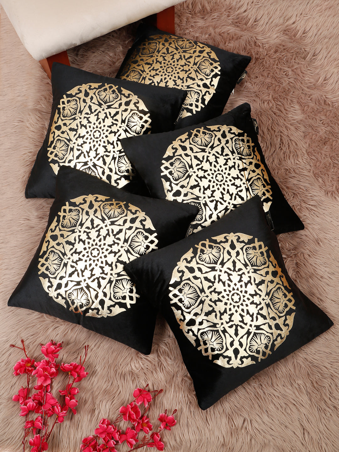 Printed Velvet Square Cushion Covers 16 X 16 INCHES