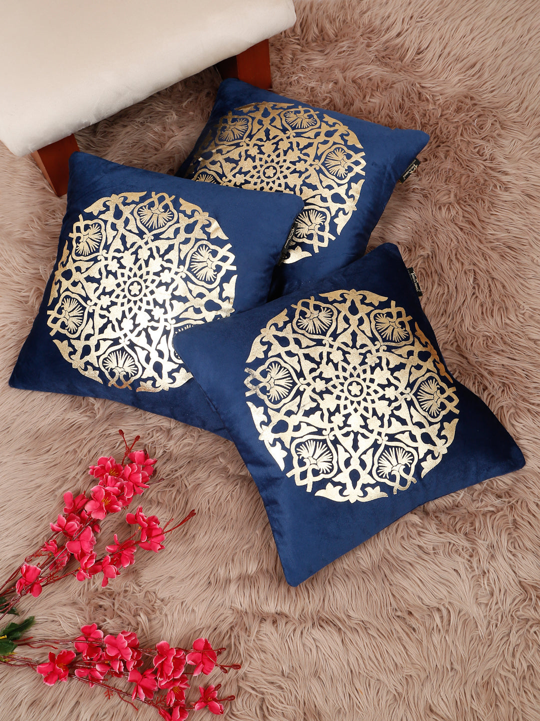 Printed Velvet Square Cushion Covers 16 X 16 INCHES