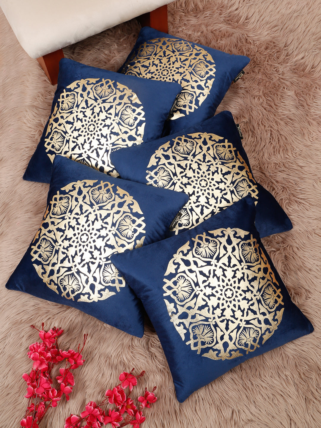 Printed Velvet Square Cushion Covers 16 X 16 INCHES