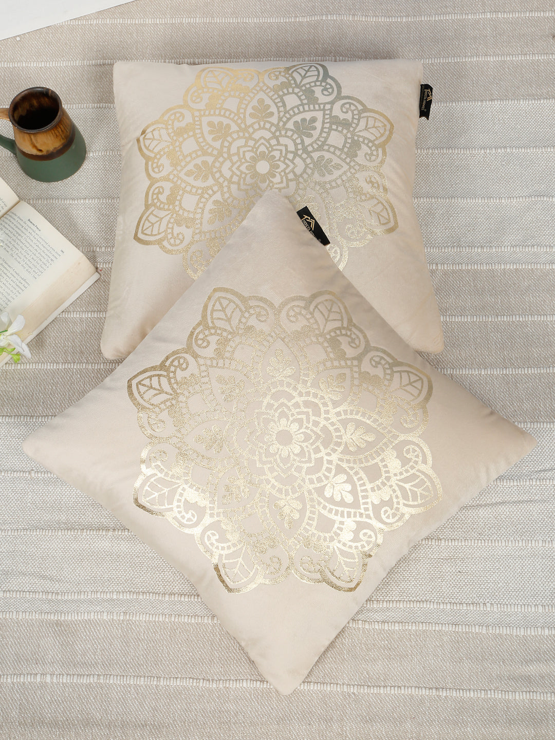 Ethnic Motifs Velvet Square Cushion Covers 16 X 16 INCHES