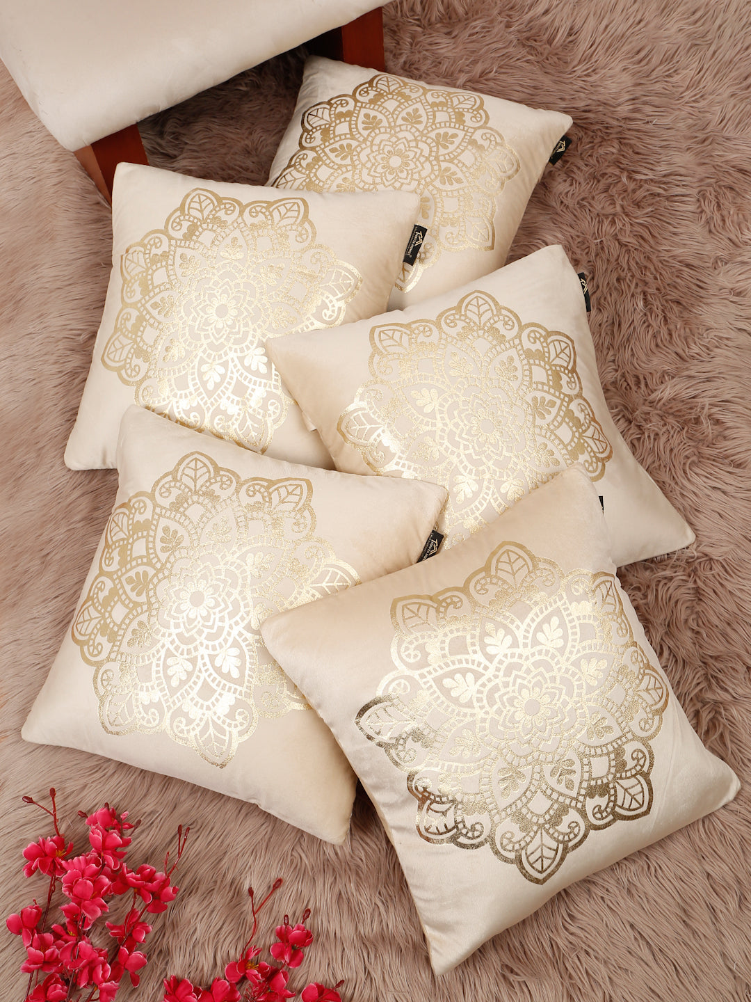 Ethnic Motifs Velvet Square Cushion Covers 16 X 16 INCHES