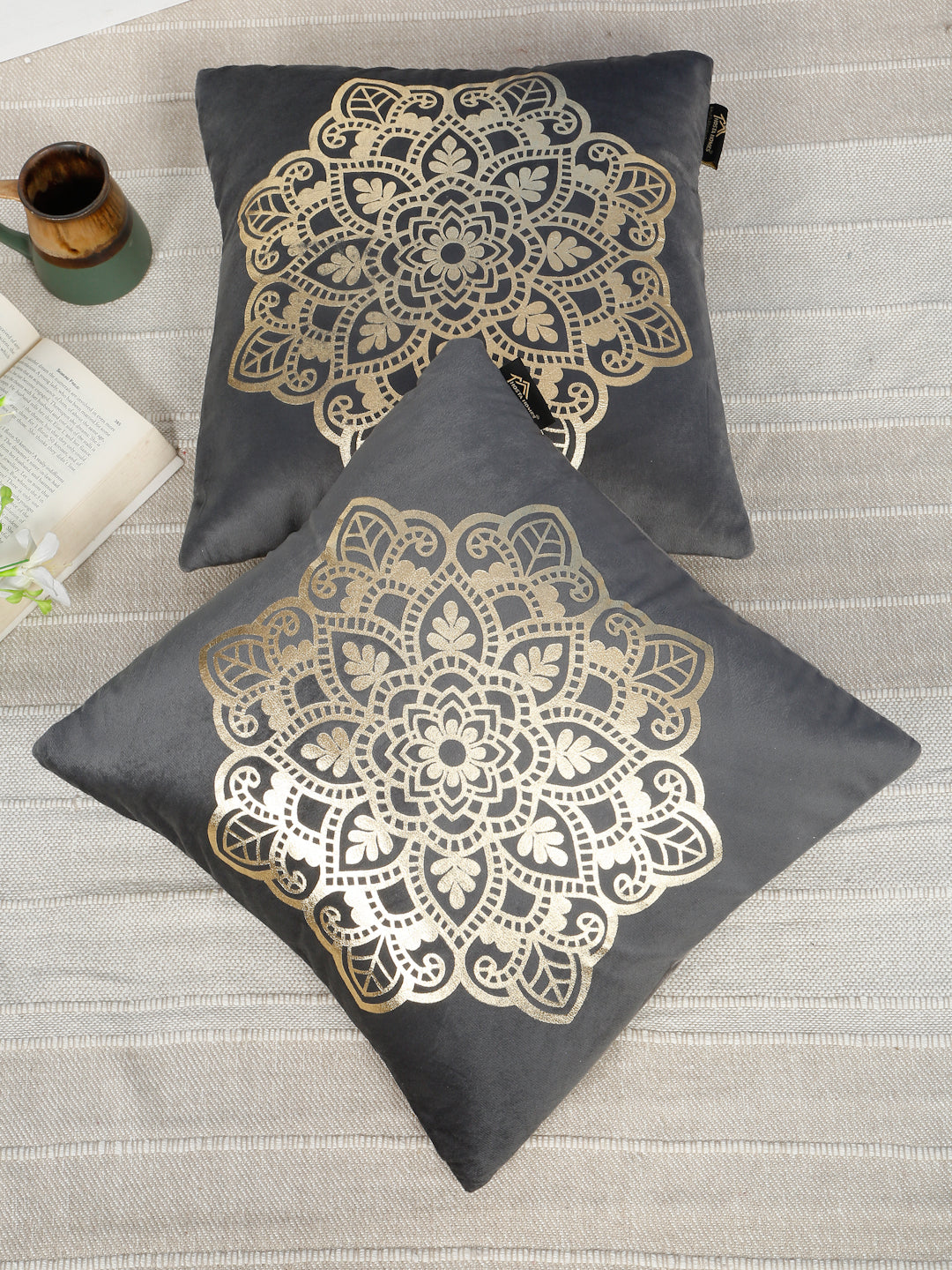 Ethnic Motifs Velvet Square Cushion Covers 16 X 16 INCHES