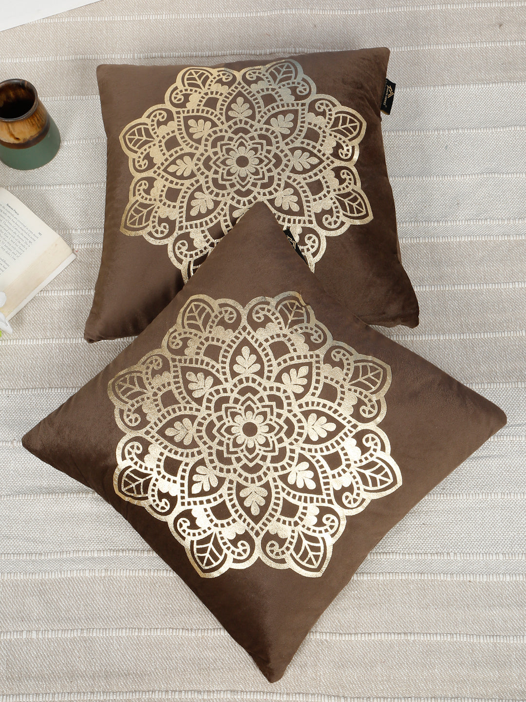 Ethnic Motifs Velvet Square Cushion Covers 16 X 16 INCHES