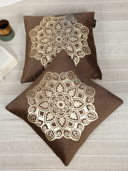Ethnic Motifs Velvet Square Cushion Covers 16 X 16 INCHES